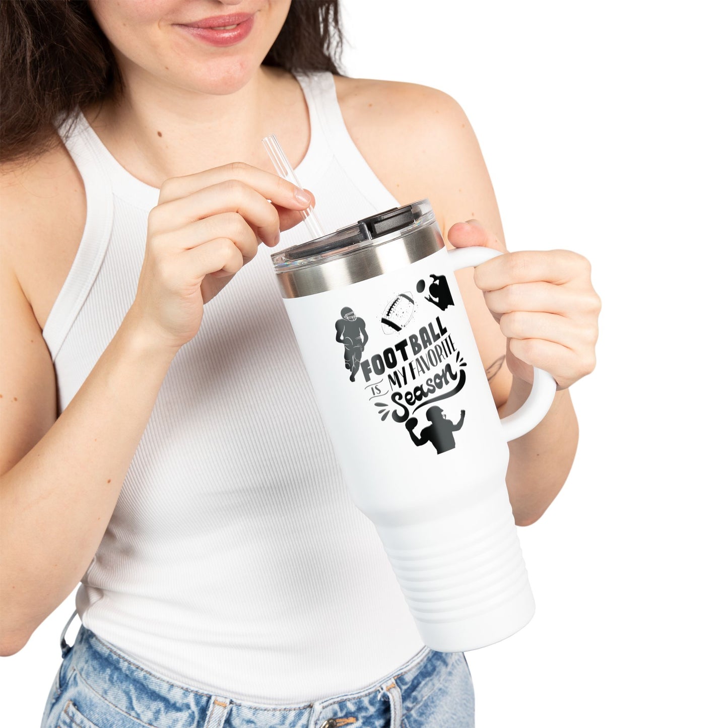 Football Season Touchdown Sporty Insulated Travel Mug, 40oz