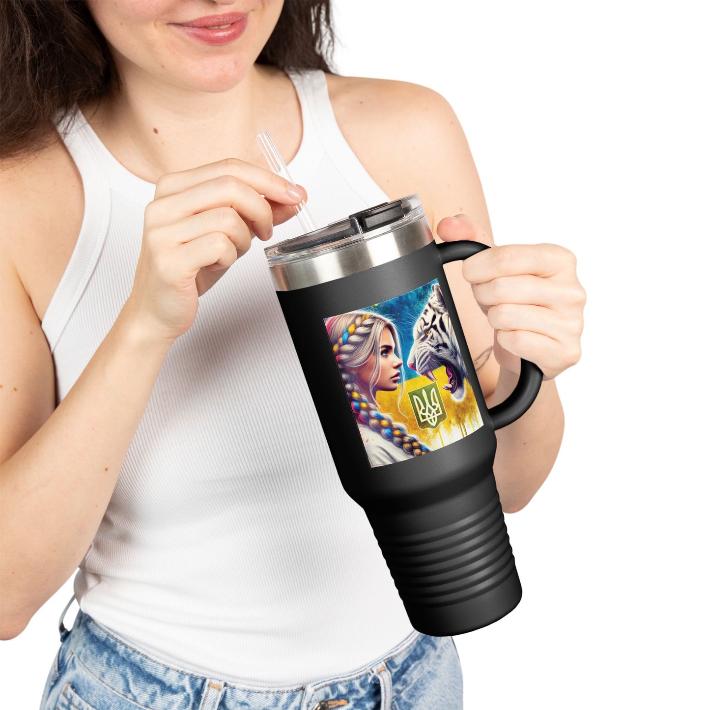 Ukrainian Wild Spirit  Girl Travel Mug, 40oz