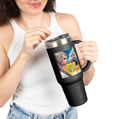Ukrainian Wild Spirit  Girl Travel Mug, 40oz