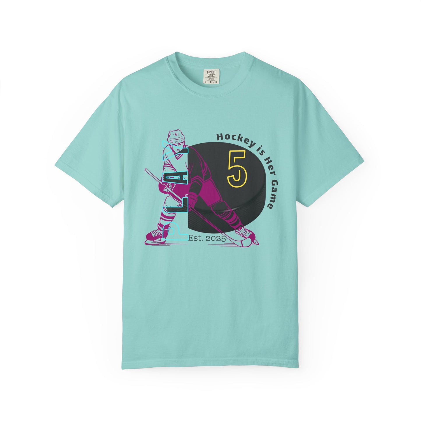 PERSONALIZE Women's Hockey Player Garment-Dyed T-shirt