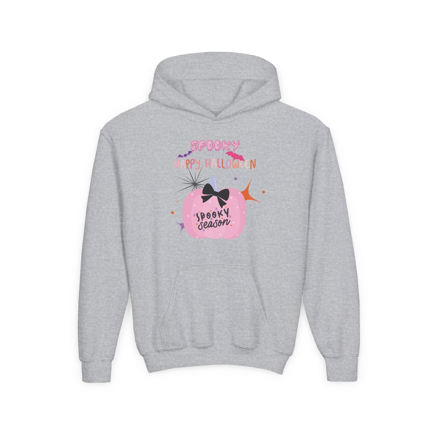 Kids Pretty in Pink Spooky Season Heavy Blend Cozy Hoodie