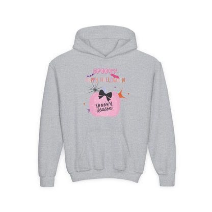 Kids Pretty in Pink Spooky Season Heavy Blend Cozy Hoodie