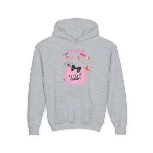 Kids Pretty in Pink Spooky Season Heavy Blend Cozy Hoodie