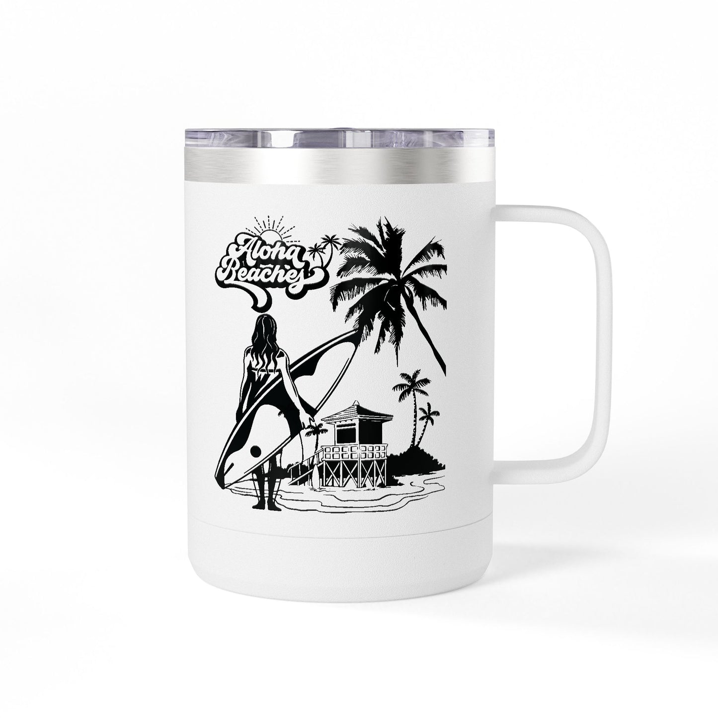 Surfing  Girl Mug Tumbler, 15oz
