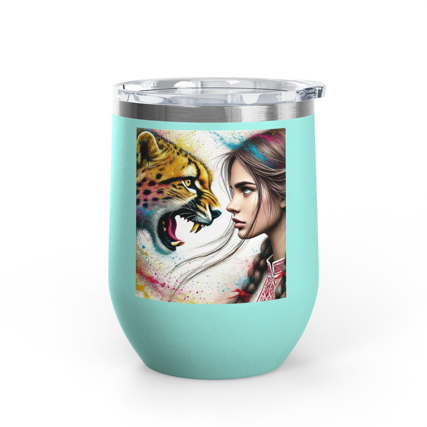 Ukrainian Wild Spirit Girl Travel Mug   Size 12oz