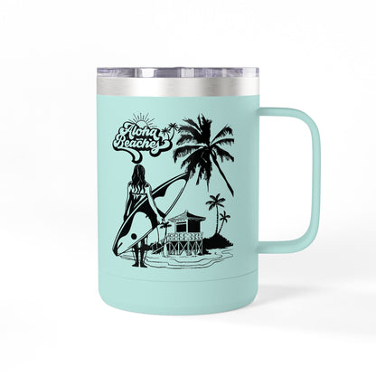 Surfing  Girl Mug Tumbler, 15oz
