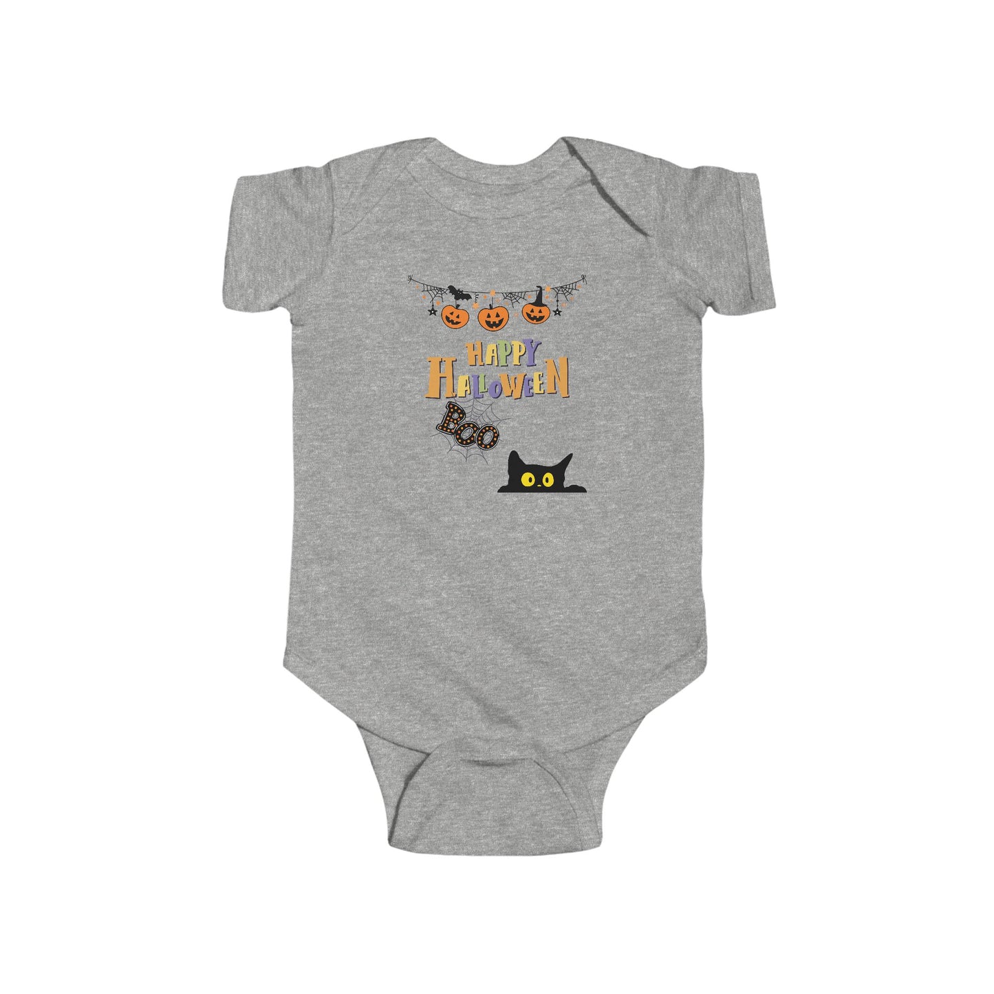 Baby Black Cat & Pumpkin Patch Short Sleeve Bodysuit