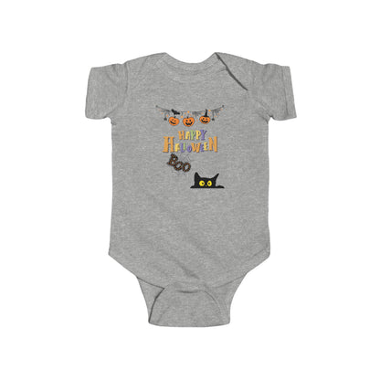 Baby Black Cat & Pumpkin Patch Short Sleeve Bodysuit