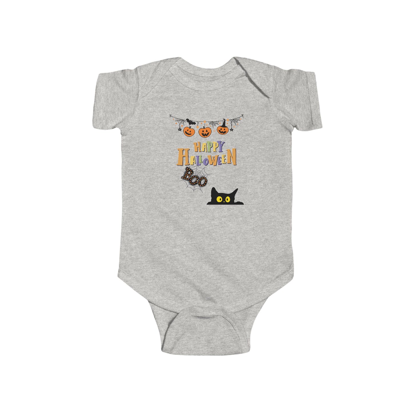 Baby Black Cat & Pumpkin Patch Short Sleeve Bodysuit