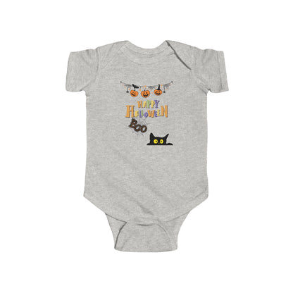 Baby Black Cat & Pumpkin Patch Short Sleeve Bodysuit