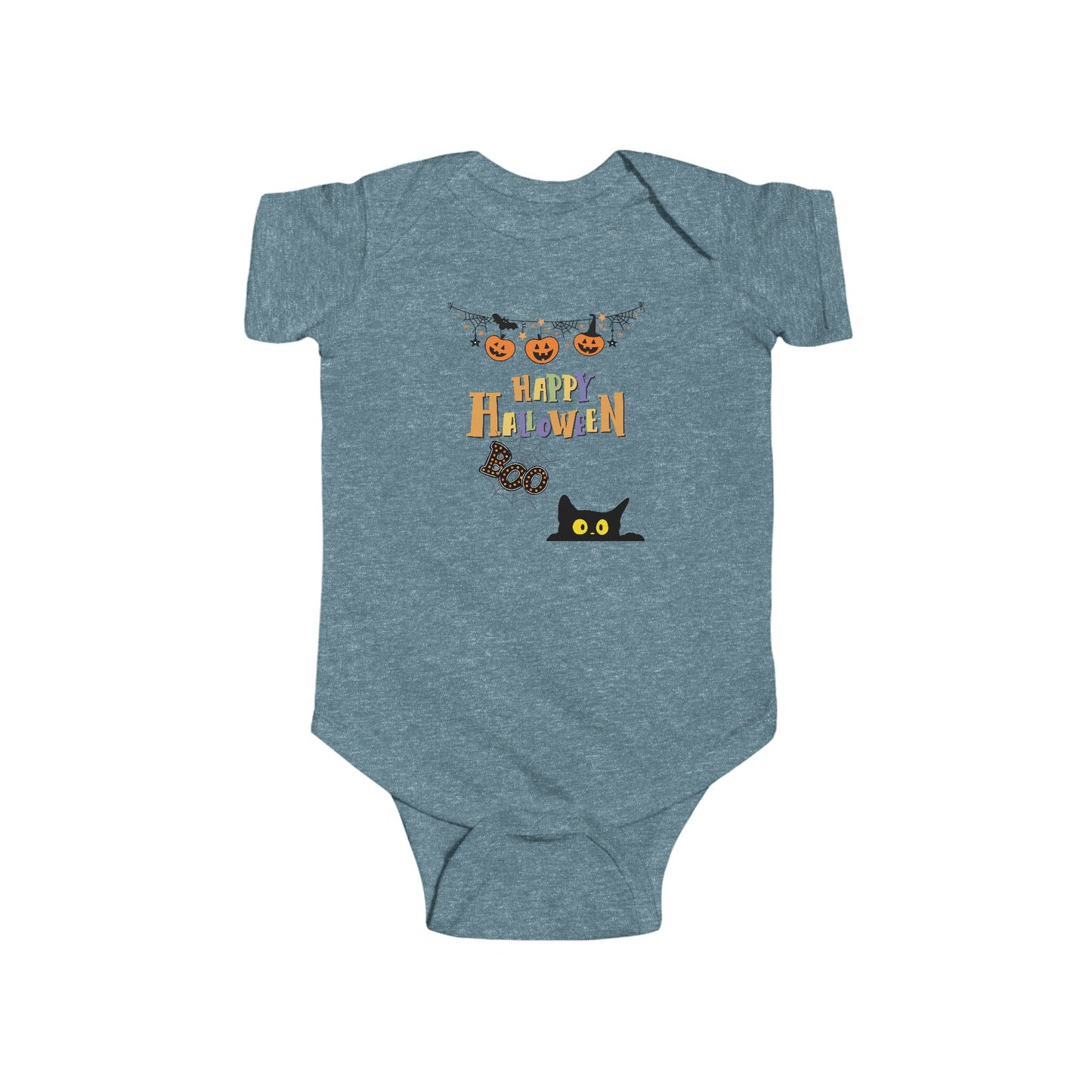 Baby Black Cat & Pumpkin Patch Short Sleeve Bodysuit