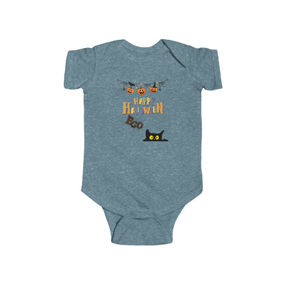 Baby Black Cat & Pumpkin Patch Short Sleeve Bodysuit