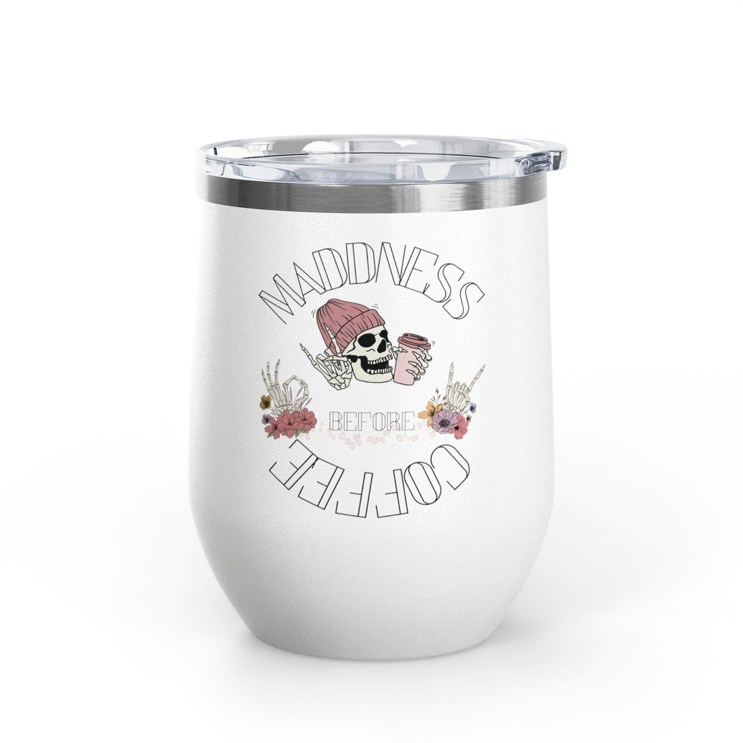 Skull Madness with Flowers Travel Mug 12oz