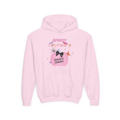 Kids Pretty in Pink Spooky Season Heavy Blend Cozy Hoodie