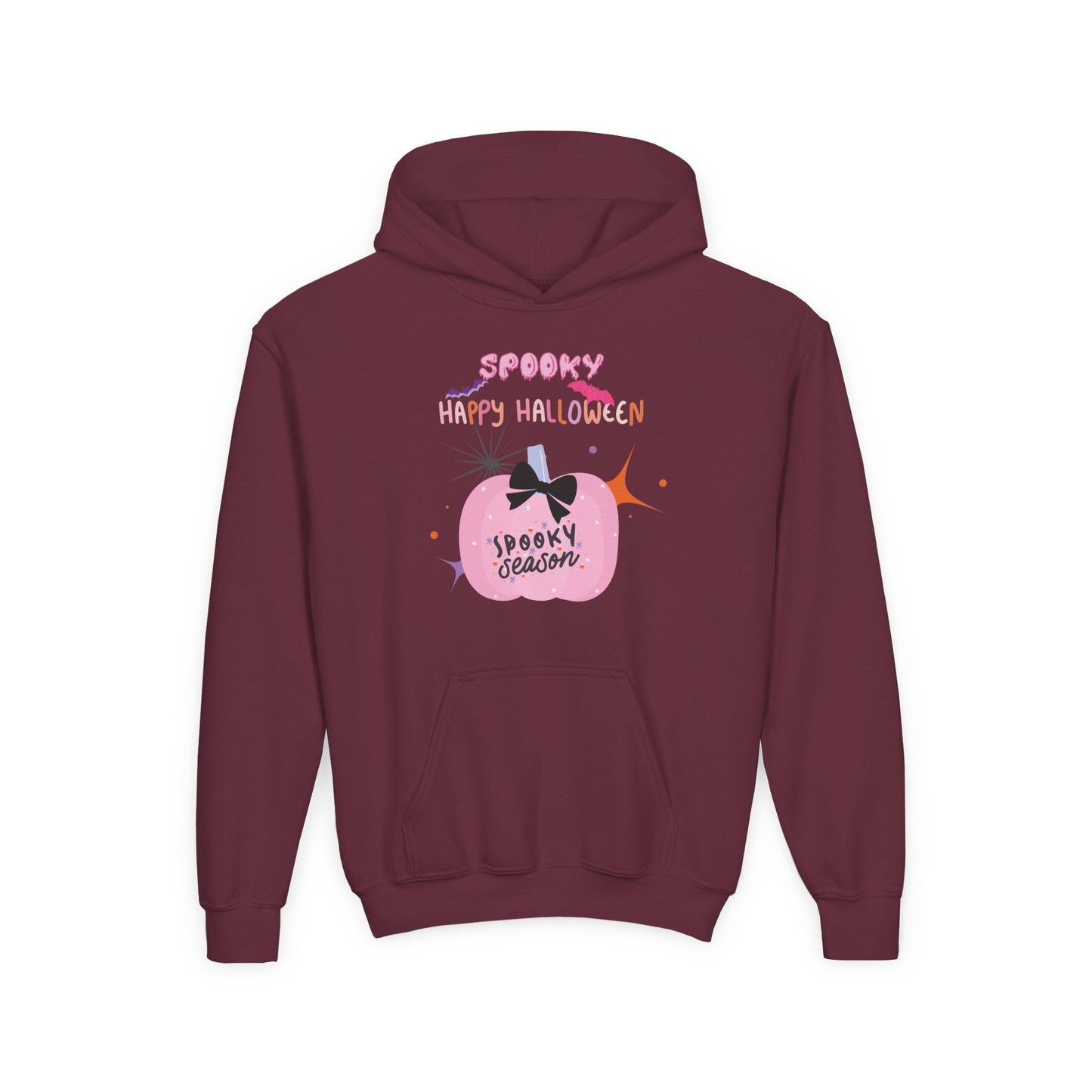 Kids Pretty in Pink Spooky Season Heavy Blend Cozy Hoodie
