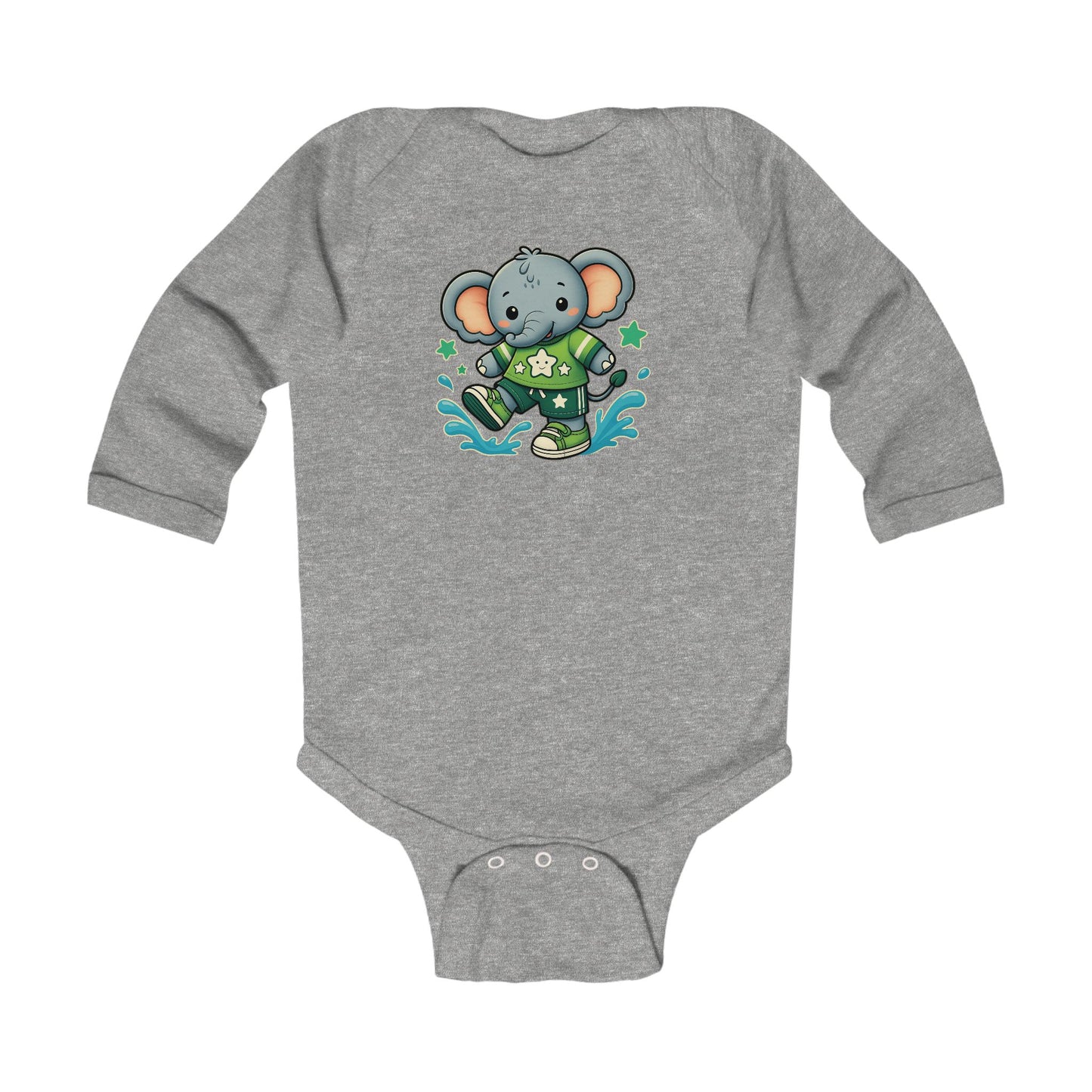 Baby Splash & Dash Elephants Long Sleeve Bodysuit
