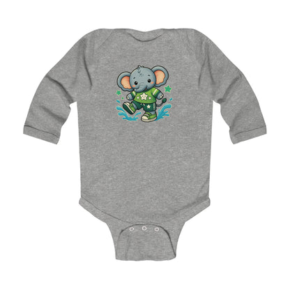 Baby Splash & Dash Elephants Long Sleeve Bodysuit