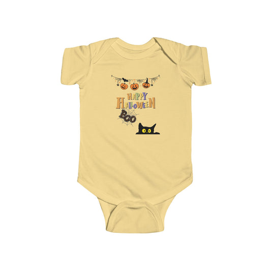 Baby Black Cat & Pumpkin Patch Short Sleeve Bodysuit