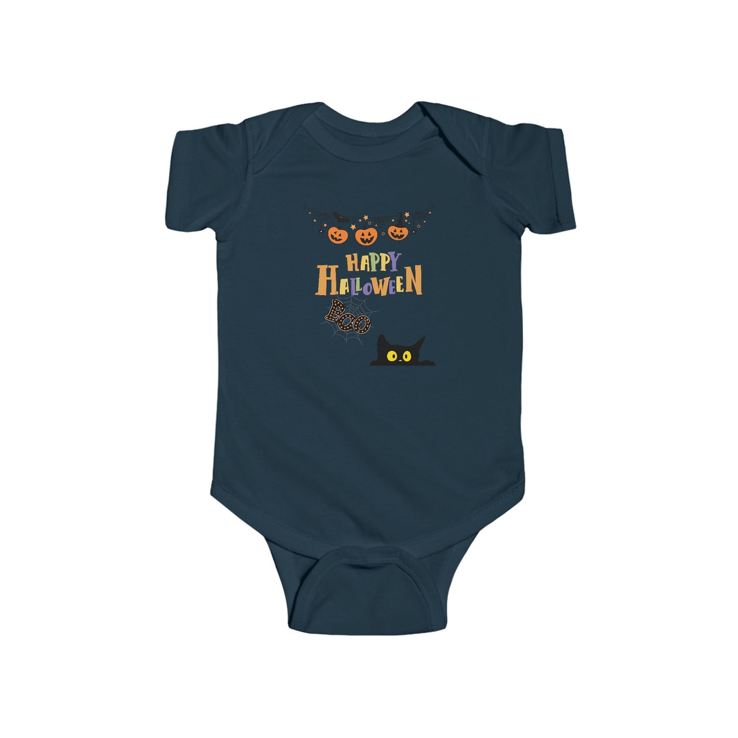 Baby Black Cat & Pumpkin Patch Short Sleeve Bodysuit