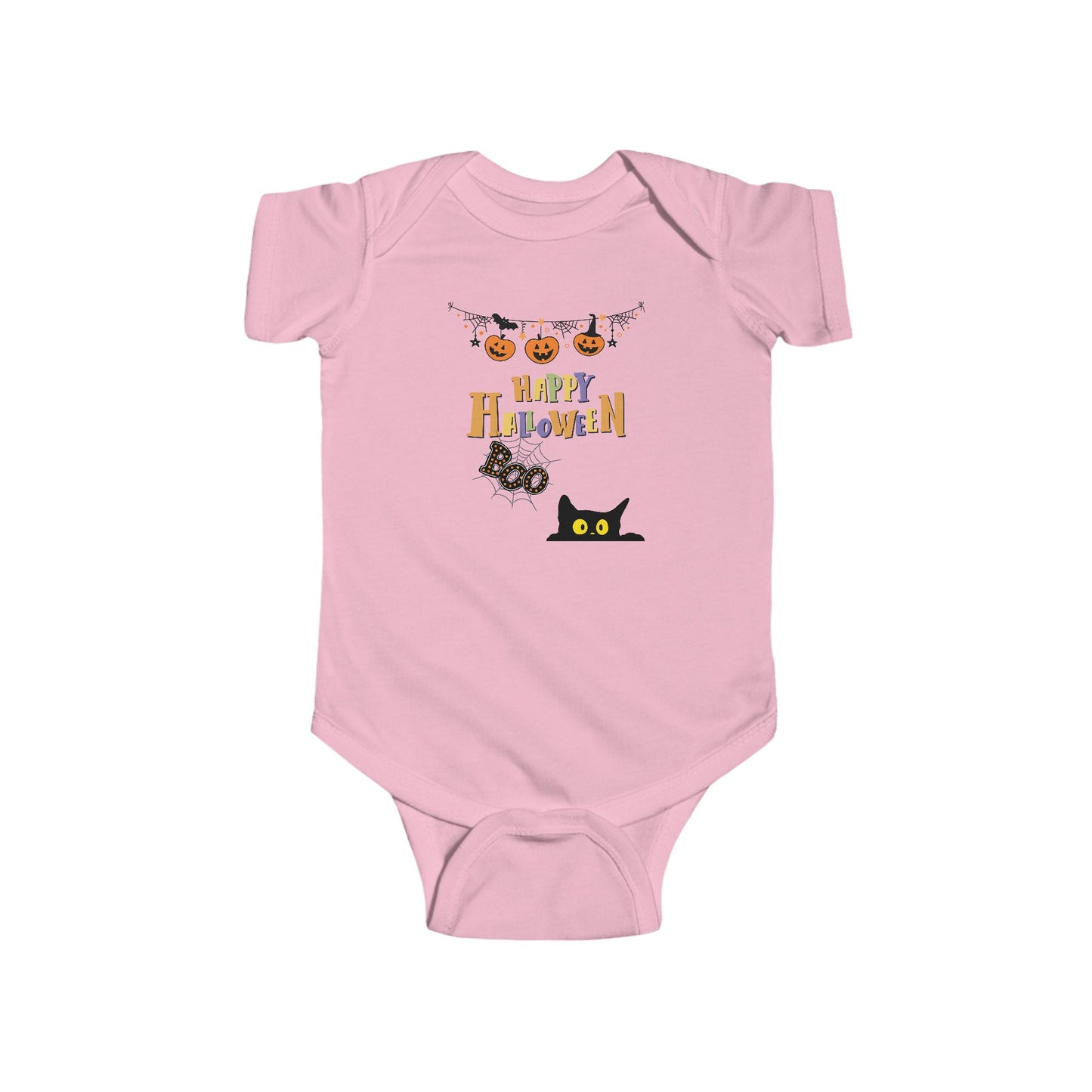 Baby Black Cat & Pumpkin Patch Short Sleeve Bodysuit