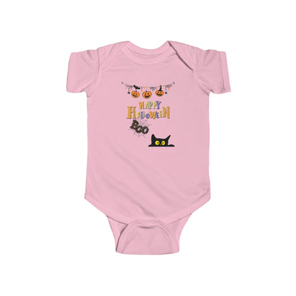 Baby Black Cat & Pumpkin Patch Short Sleeve Bodysuit