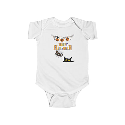 Baby Black Cat & Pumpkin Patch Short Sleeve Bodysuit
