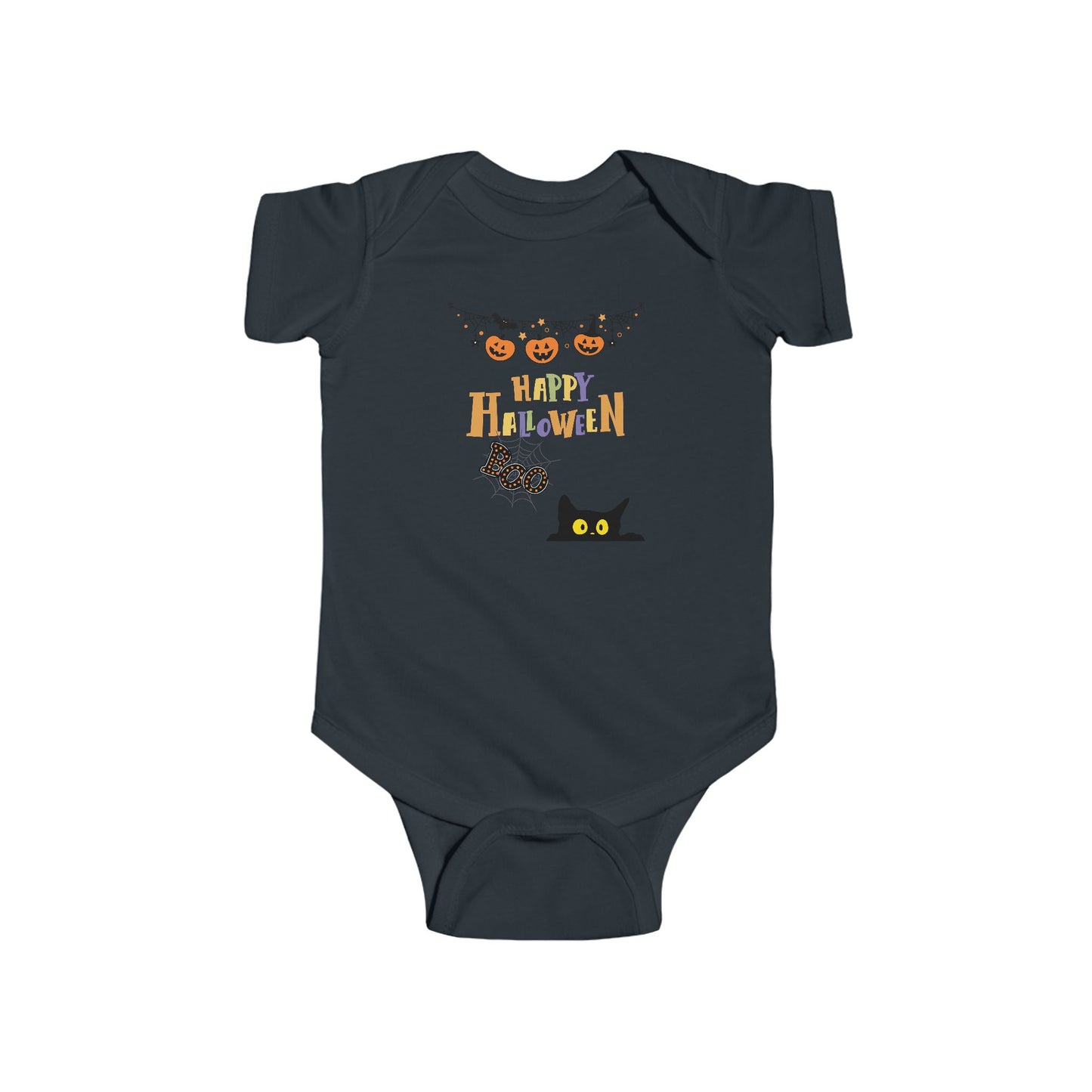 Baby Black Cat & Pumpkin Patch Short Sleeve Bodysuit