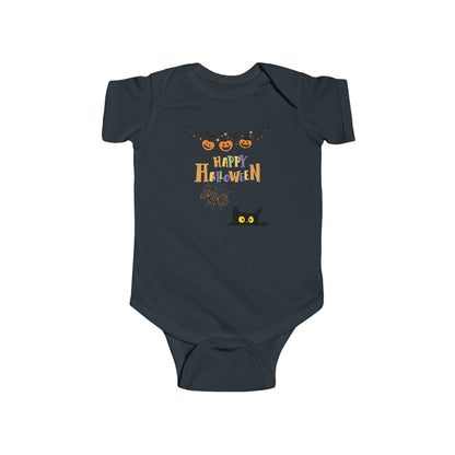 Baby Black Cat & Pumpkin Patch Short Sleeve Bodysuit