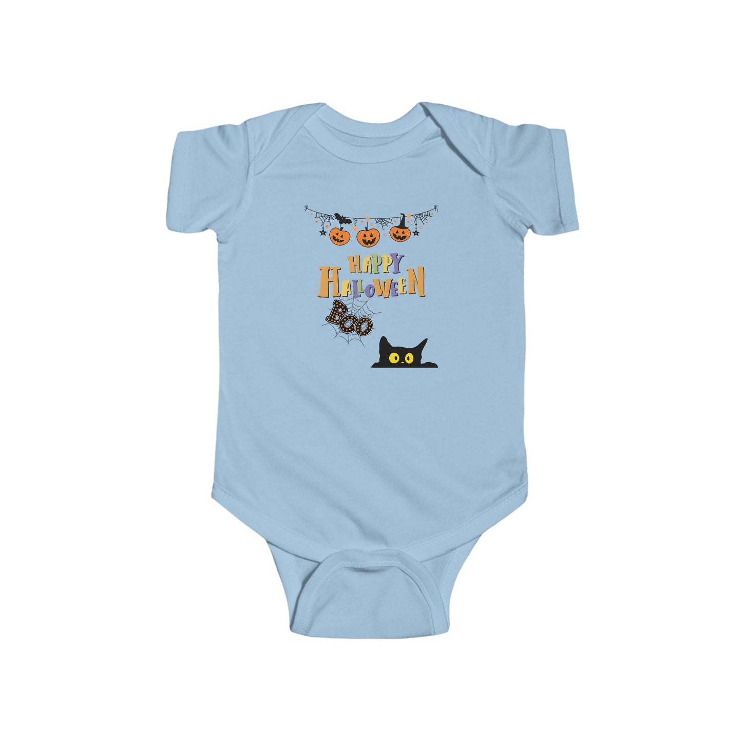 Baby Black Cat & Pumpkin Patch Short Sleeve Bodysuit