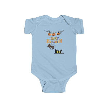 Baby Black Cat & Pumpkin Patch Short Sleeve Bodysuit