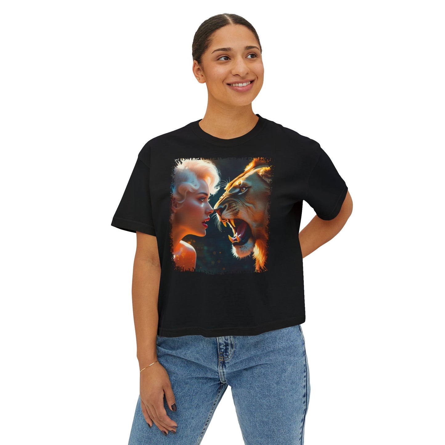 PERSONALIZE Trial by Stare Oversized Boxy Fit Graphic T-shirt
