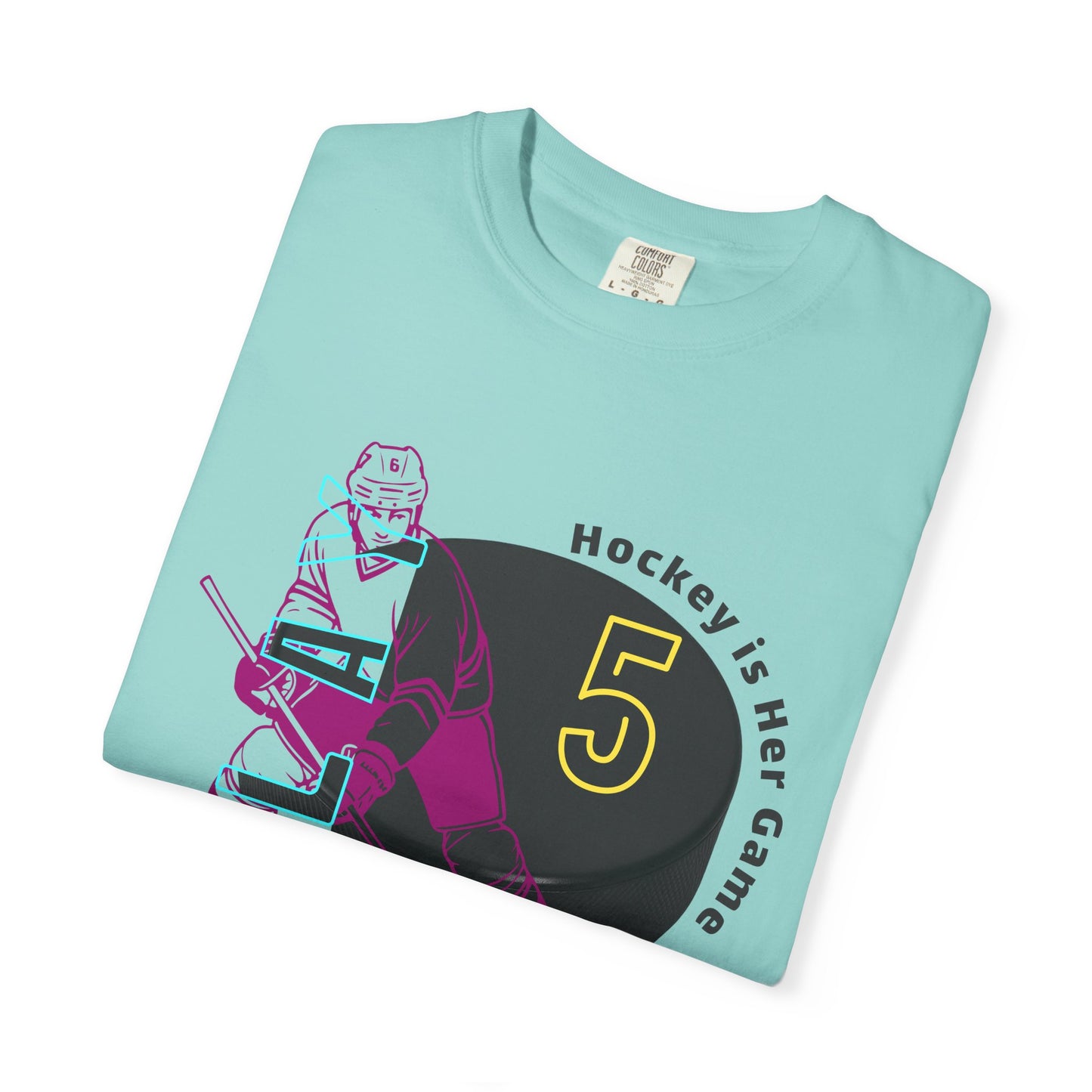 PERSONALIZE Women's Hockey Player Garment-Dyed T-shirt
