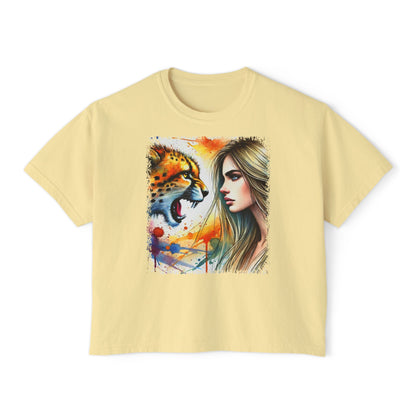 PERSONALIZE She Runs with No Fear - Oversized Boxy Fit Graphic T-shirt