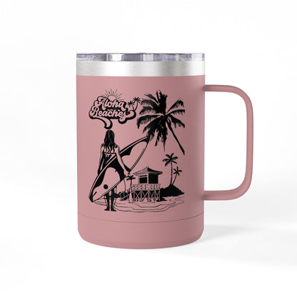 Surfing  Girl Mug Tumbler, 15oz