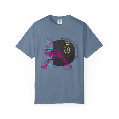 PERSONALIZE Women's Hockey Player Garment-Dyed T-shirt
