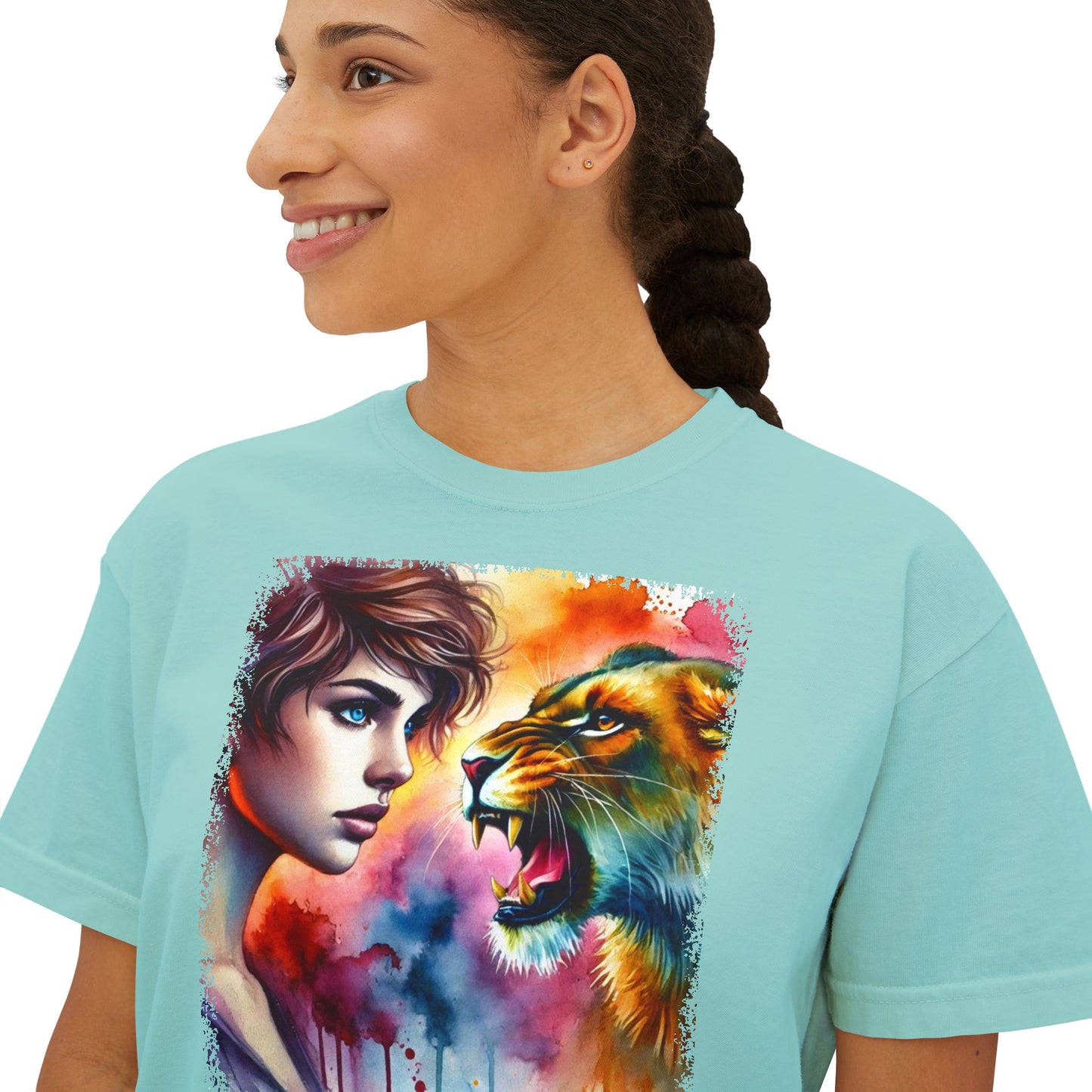 PERSONALIZE Lionheart Stare Oversize Boxy Fit Graphic T-shirt