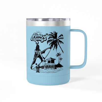 Surfing  Girl Mug Tumbler, 15oz