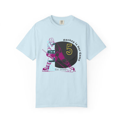 PERSONALIZE Women's Hockey Player Garment-Dyed T-shirt