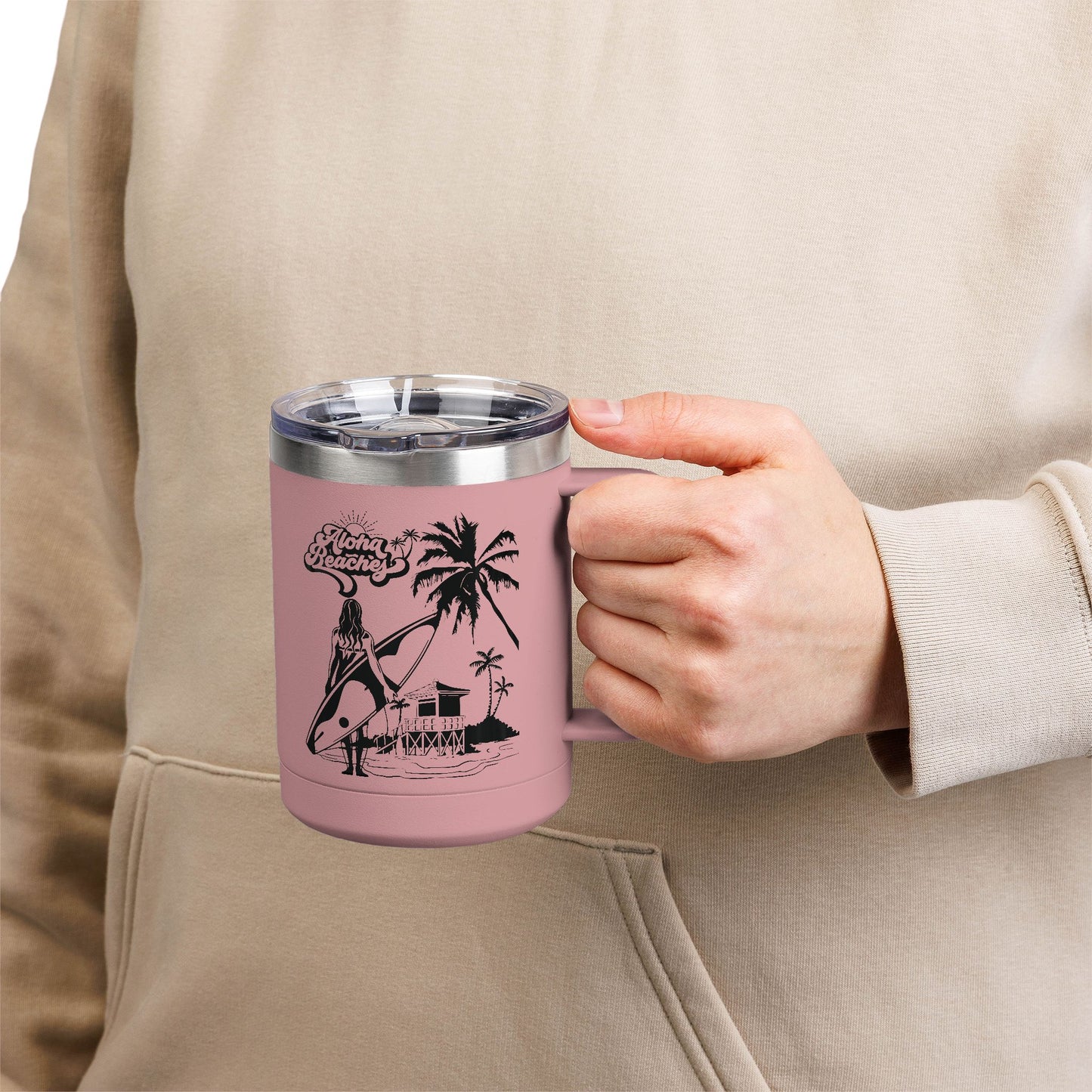 Surfing  Girl Mug Tumbler, 15oz