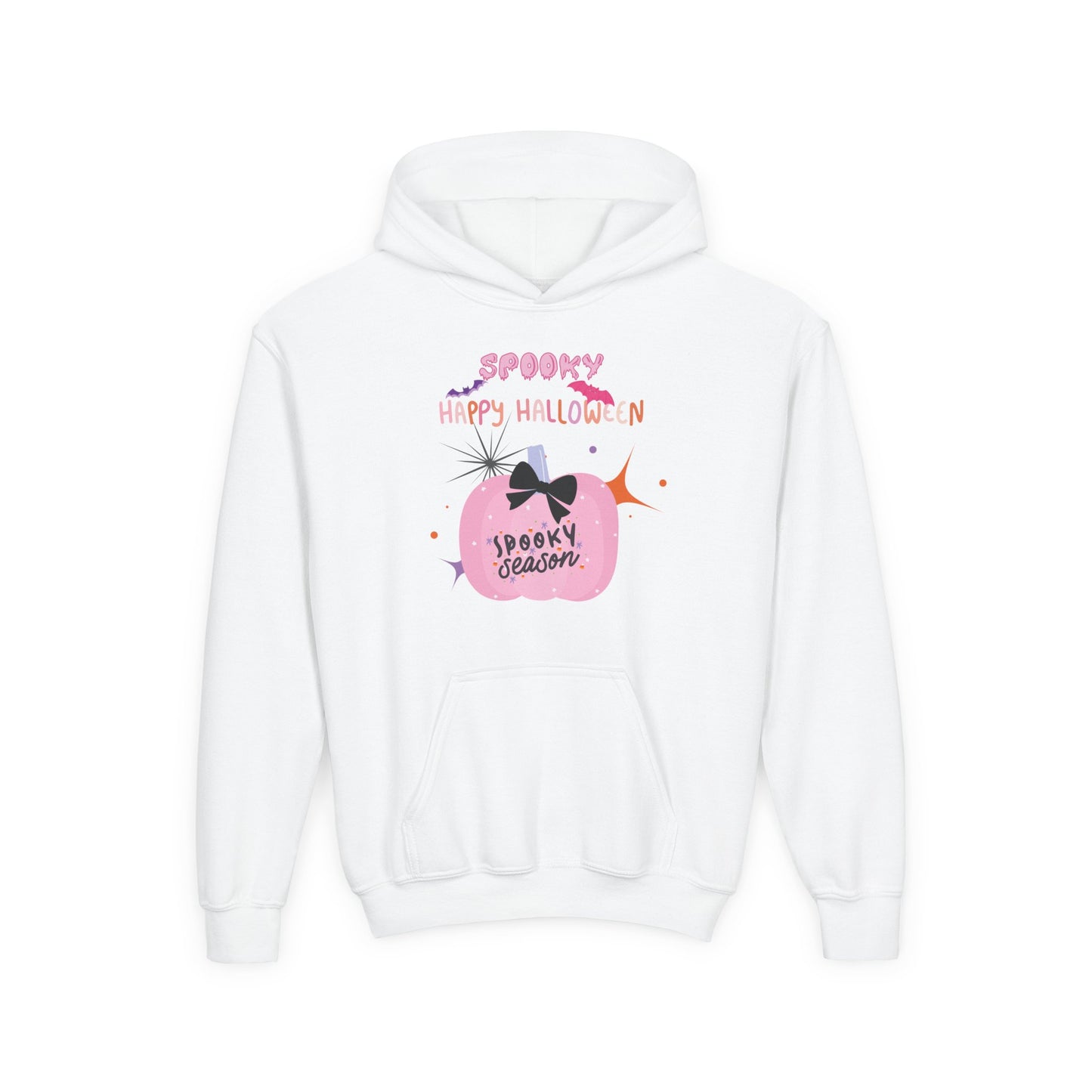 Kids Pretty in Pink Spooky Season Heavy Blend Cozy Hoodie
