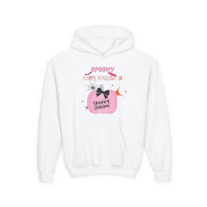 Kids Pretty in Pink Spooky Season Heavy Blend Cozy Hoodie