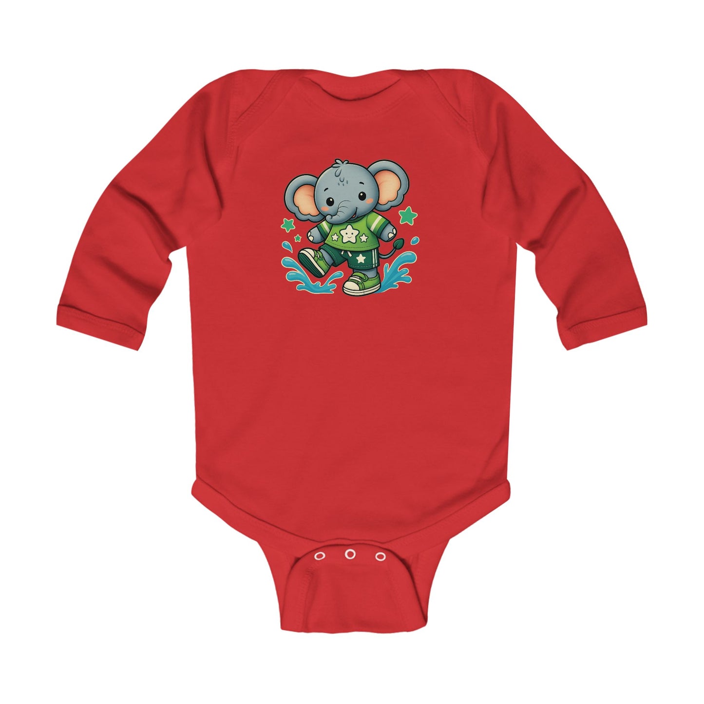Baby Splash & Dash Elephants Long Sleeve Bodysuit