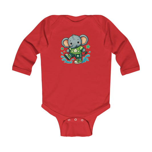 Baby Splash & Dash Elephants Long Sleeve Bodysuit