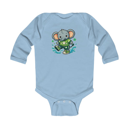 Baby Splash & Dash Elephants Long Sleeve Bodysuit