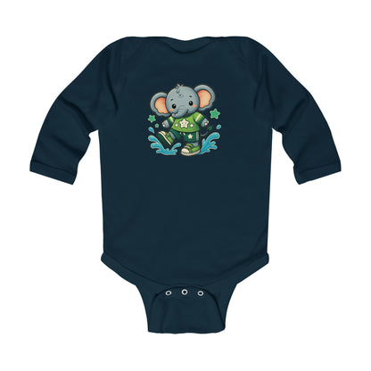 Baby Splash & Dash Elephants Long Sleeve Bodysuit