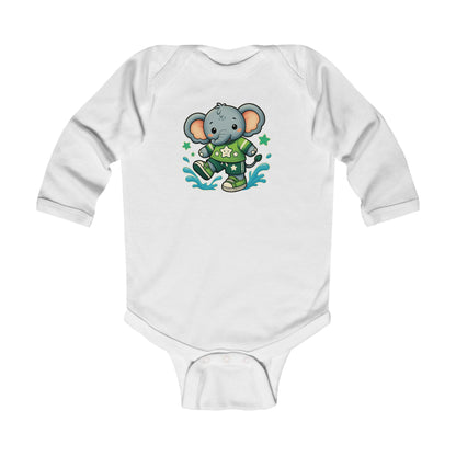 Baby Splash & Dash Elephants Long Sleeve Bodysuit