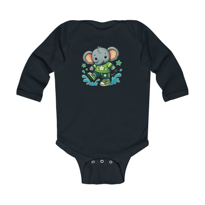Baby Splash & Dash Elephants Long Sleeve Bodysuit