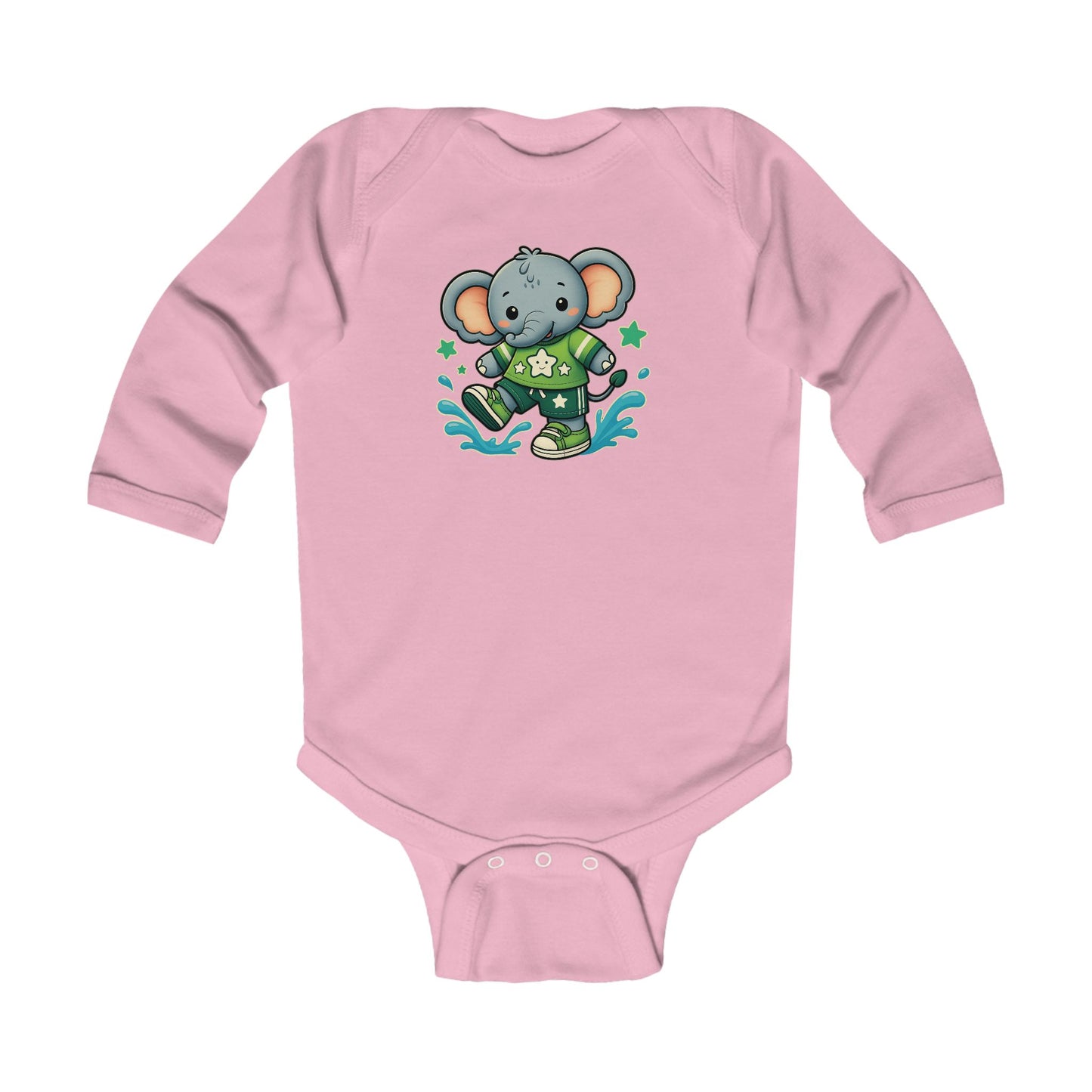 Baby Splash & Dash Elephants Long Sleeve Bodysuit