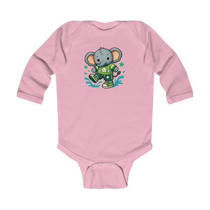 Baby Splash & Dash Elephants Long Sleeve Bodysuit