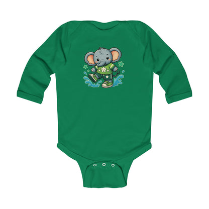Baby Splash & Dash Elephants Long Sleeve Bodysuit